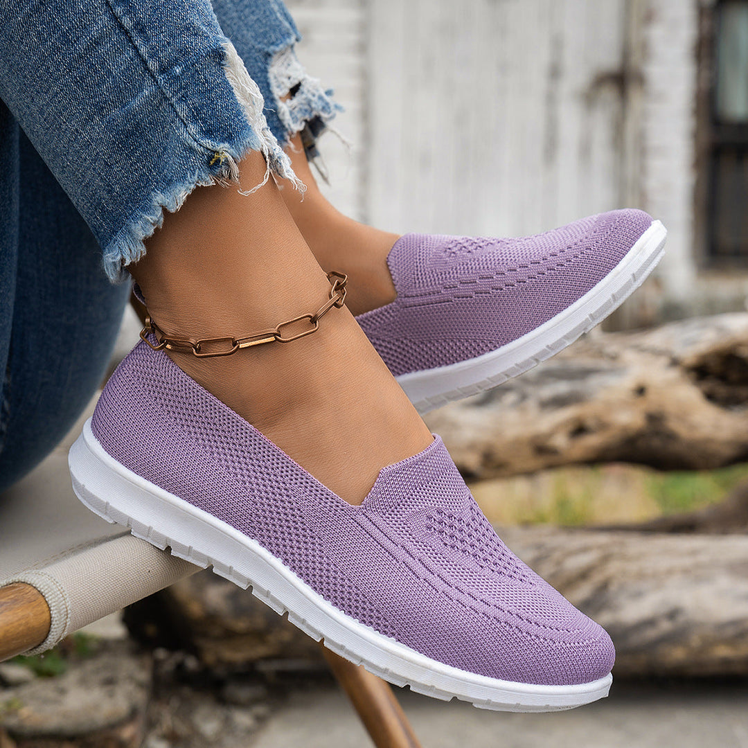 Damen Atmungsaktive Slip-On Freizeitschuhe mit komfortablem Absatz Drune