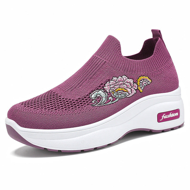 Damen Sportliche Stretch-Sneaker mit floraler Applikation und dämpfender Sohle Drune