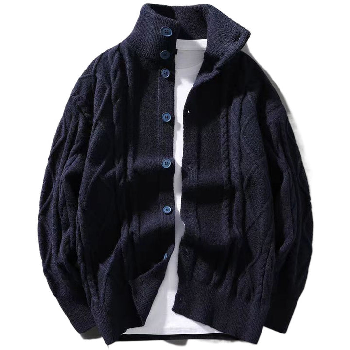 Damen Strickjacke mit hochwertiger Struktur und modernem Stehkragen Drune