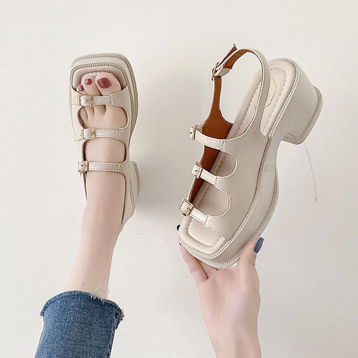 Damen Plateau-Sandalen mit verstellbaren Riemen und modischem Blockabsatz Drune