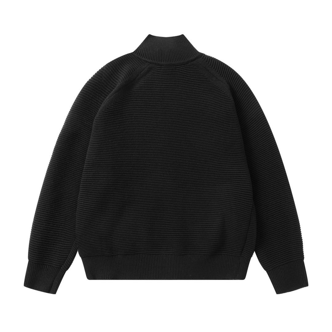 Herren Grobstrick Stehkragen-Strickjacke mit durchgehendem Reißverschluss Drune