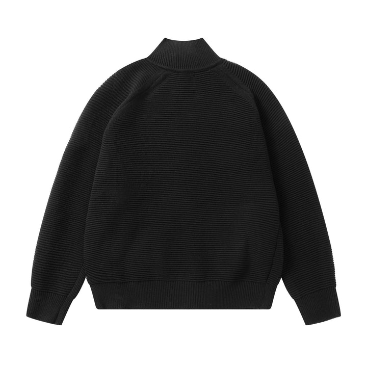 Herren Grobstrick Stehkragen-Strickjacke mit durchgehendem Reißverschluss Drune