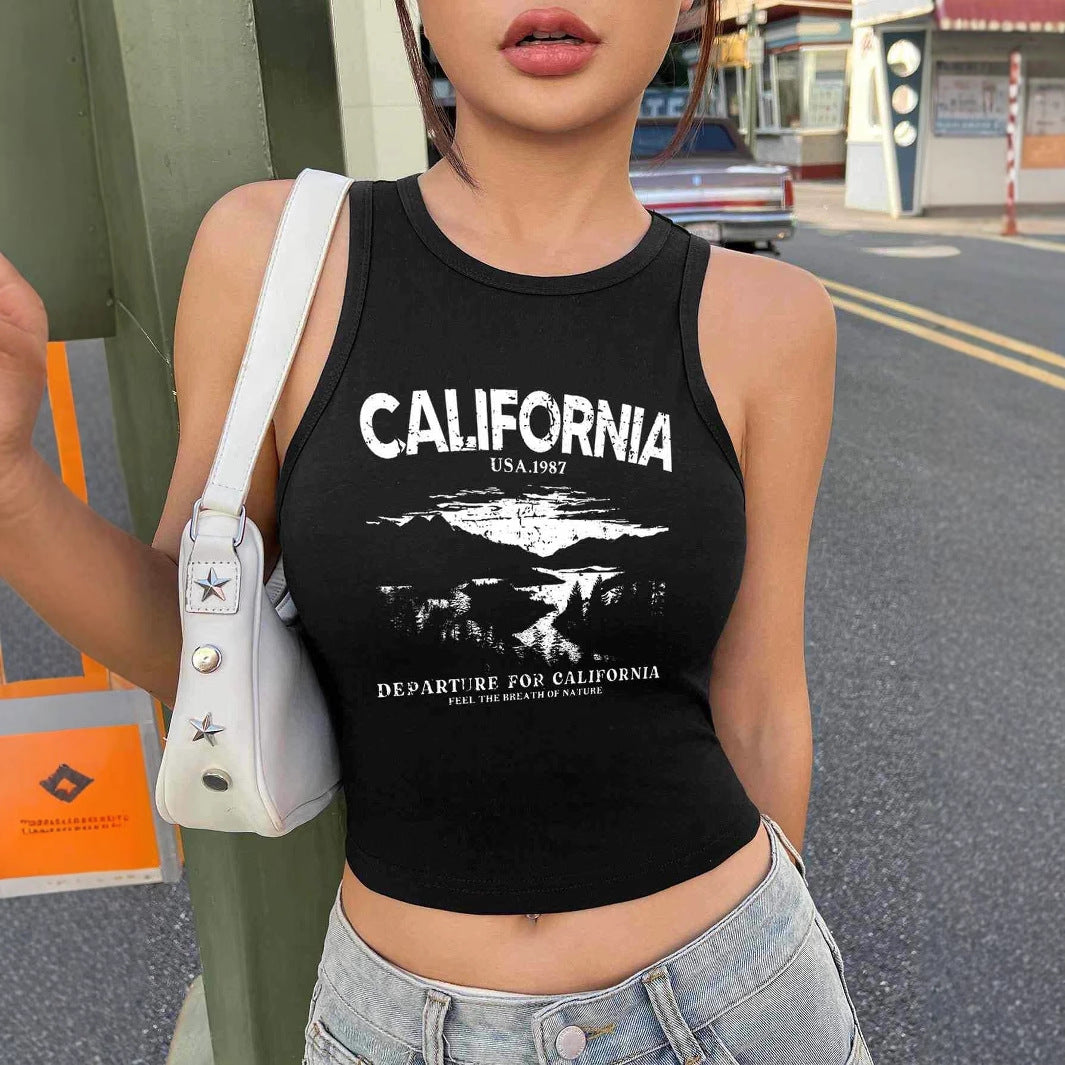 Damen Crop-Top mit kreativem California-Design Drune