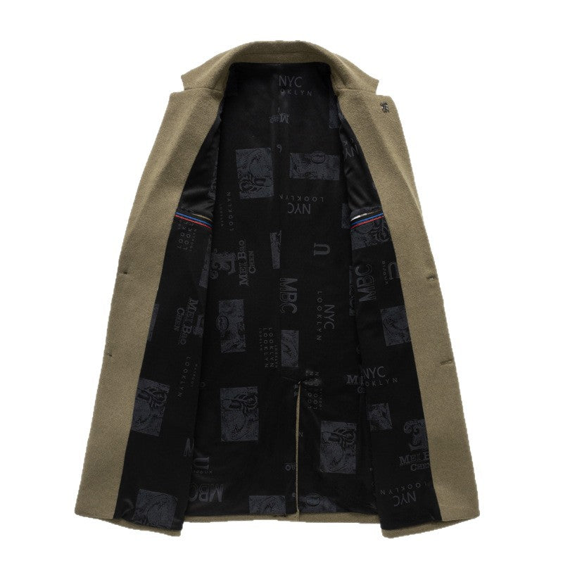 Herren eleganter Mantel aus hochwertiger Wolle mit modernem Schnitt Drune