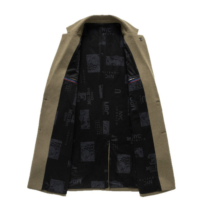 Herren eleganter Mantel aus hochwertiger Wolle mit modernem Schnitt Drune