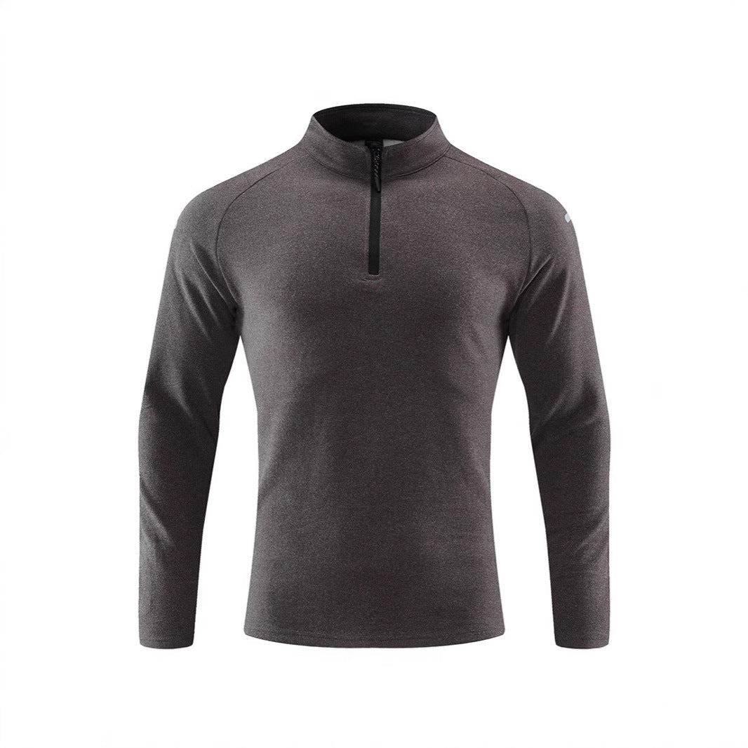 Herren Atmungsaktives Funktions-Langarmshirt mit Stehkragen und kurzem Reißverschluss Drune