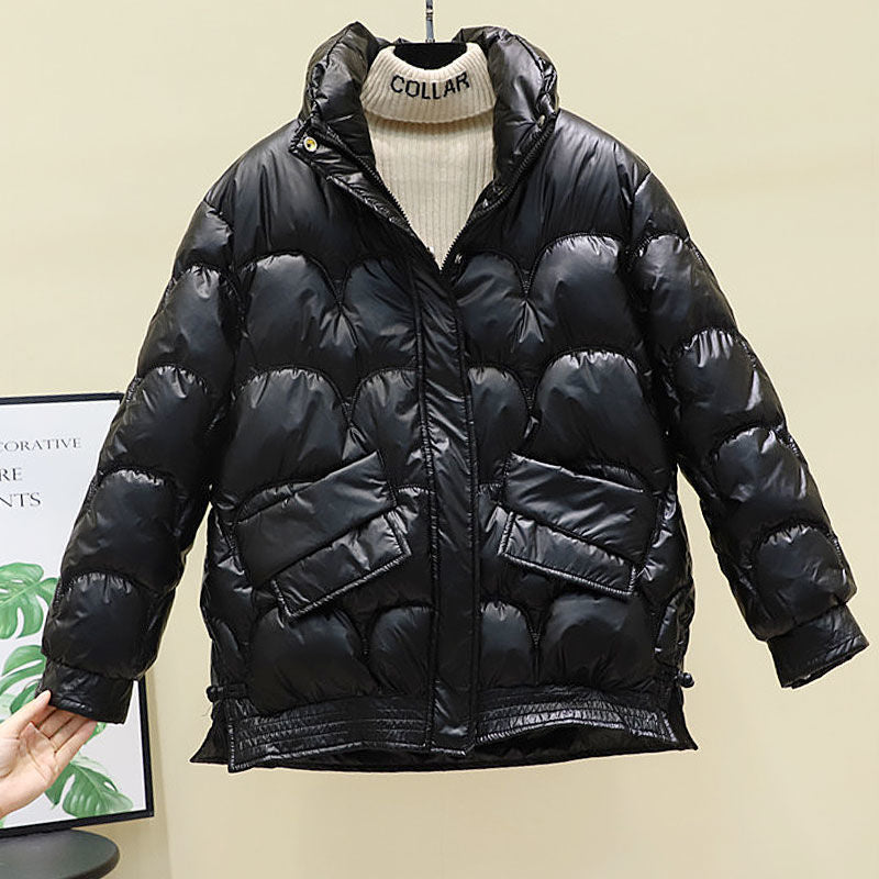 Damen Modische Hochglanz Steppjacke Drune