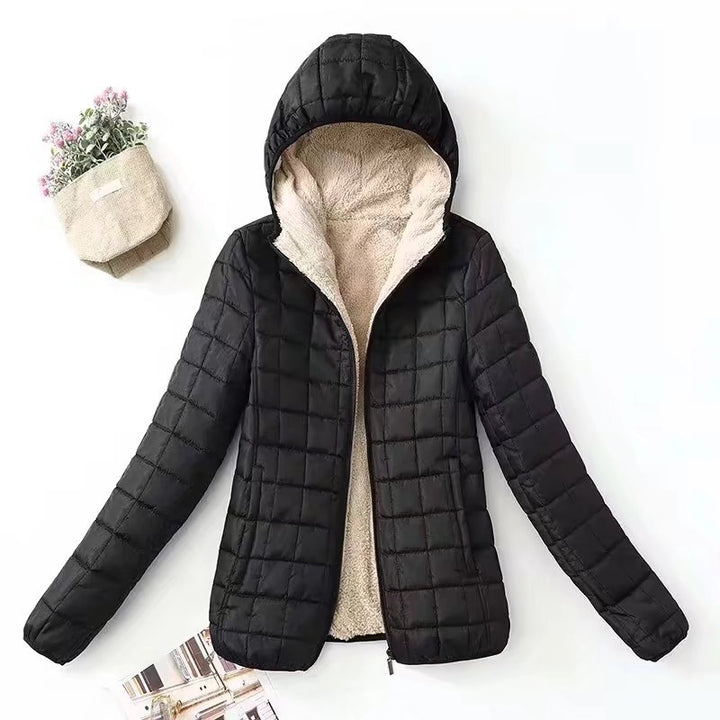 Damen gesteppte Thermo-Kapuzenjacke mit Teddyfleece-Innenlage Drune