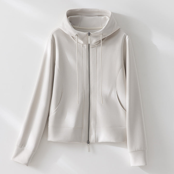 Damen Leichte Kapuzenjacke aus feinem Frottee mit taillierter Silhouette und Zwei-Wege-Reißverschluss Drune