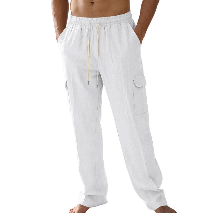 Herren Cargo-Strandhose aus Leinenmix mit elastischem Bund und Kordelzug Drune