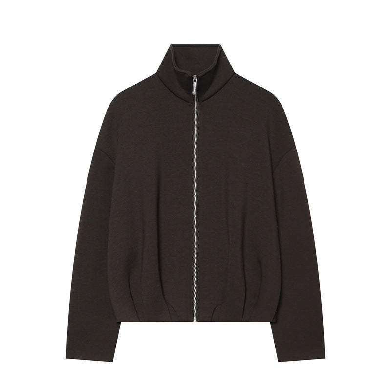 Damen Leichter Zip-Cardigan mit Stehkragen und kastiger Silhouette Drune