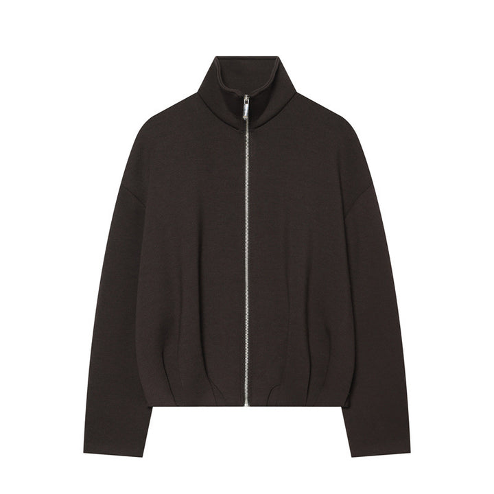 Damen Leichter Zip-Cardigan mit Stehkragen und kastiger Silhouette Drune