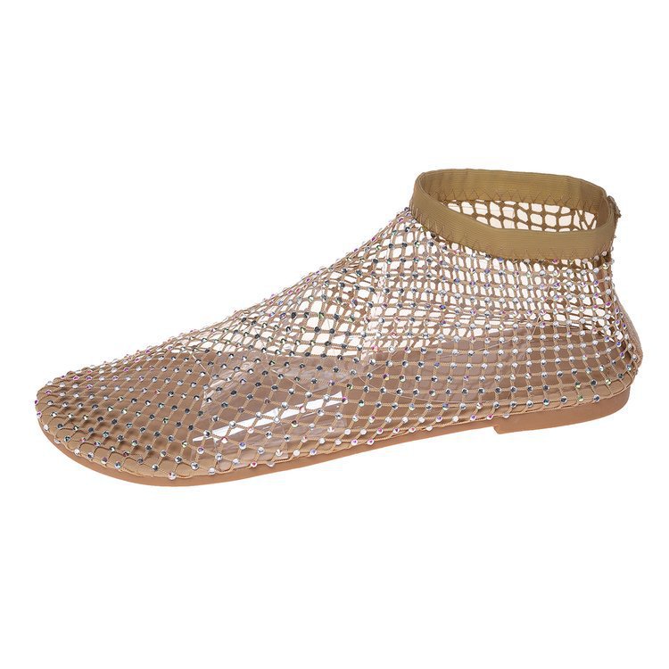 Damen Strick-Netz-Ballerinas mit Schmucksteinbesatz und sockenähnlichem Schaft Drune