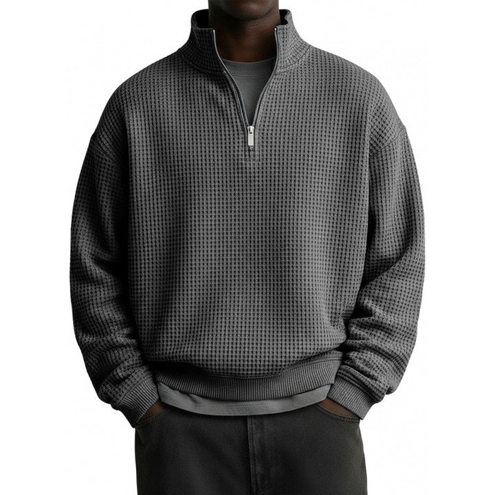 Herren Sportlicher Stehkragenpullover mit Reißverschluss Drune