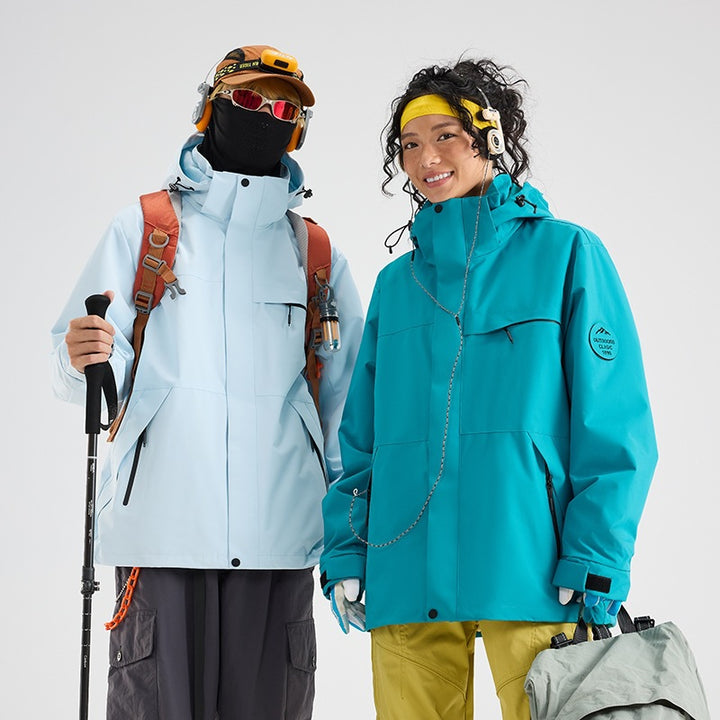 Herren Wasserdichte Outdoor-Softshelljacke mit Kapuze, hohem Stehkragen & Reißverschlusstaschen Drune