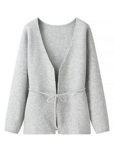 Damen komfortable Strickjacke mit Taillierung und weitem V-Ausschnitt Drune