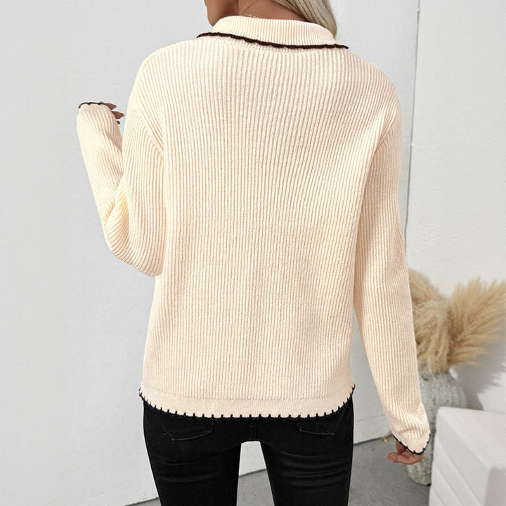 Damen Feinstrick-Cardigan mit dekorativem Bändchenverschluss und Kontrastkanten Drune