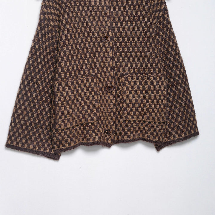 Damen Kurzjacke im Bouclé‑Waffelmuster mit großem Umlegekragen Drune