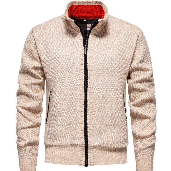 Herren sportliche Strickjacke mit Stehkragen Drune