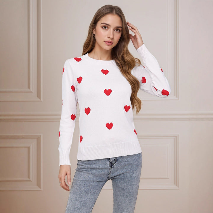 Damen Strickpullover mit Herz-Design und feiner Struktur Drune