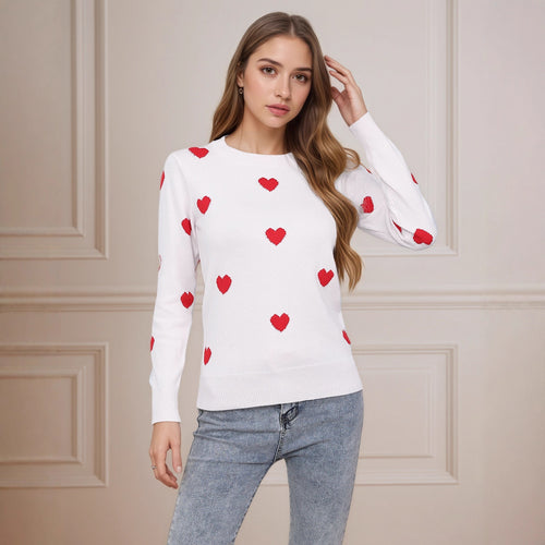 Damen Strickpullover mit Herz-Design und feiner Struktur Drune
