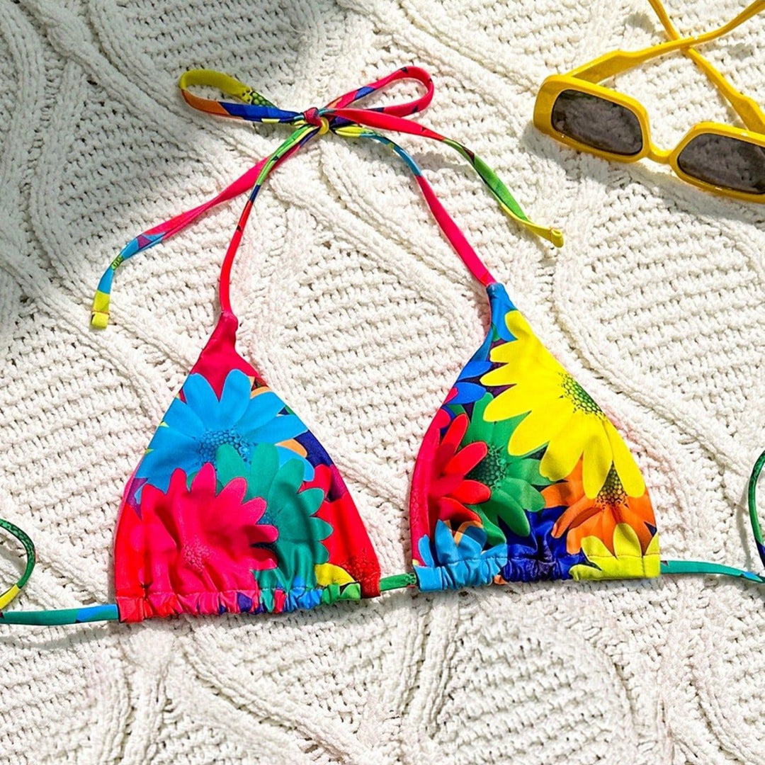 Damen Triangel-Bikini mit floralem Rüschen-Design Drune