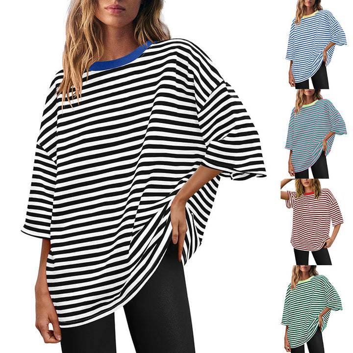 Damen Übergrößen T-Shirt mit Streifenmuster Drune