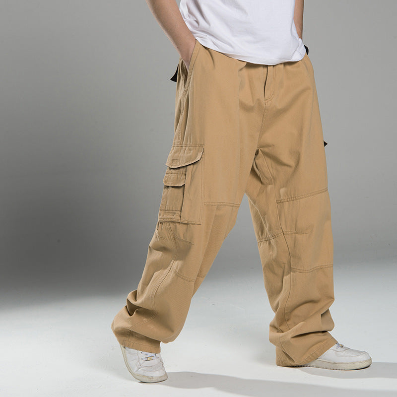 Herren Oversized Cargo-Hose mit weitem Bein, Mehrfach-Taschen und verstärkten Nähten Drune