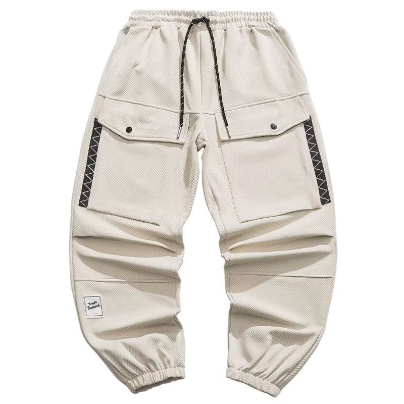 Herren weite Cargo-Jogginghose mit Kordelzug Klapptaschen und elastischen Bündchen Drune