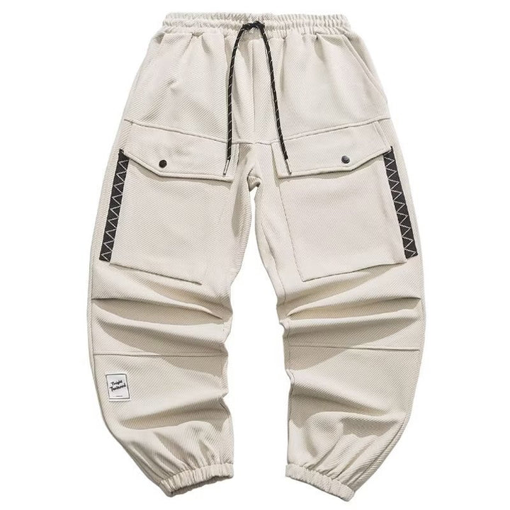 Herren weite Cargo-Jogginghose mit Kordelzug Klapptaschen und elastischen Bündchen Drune