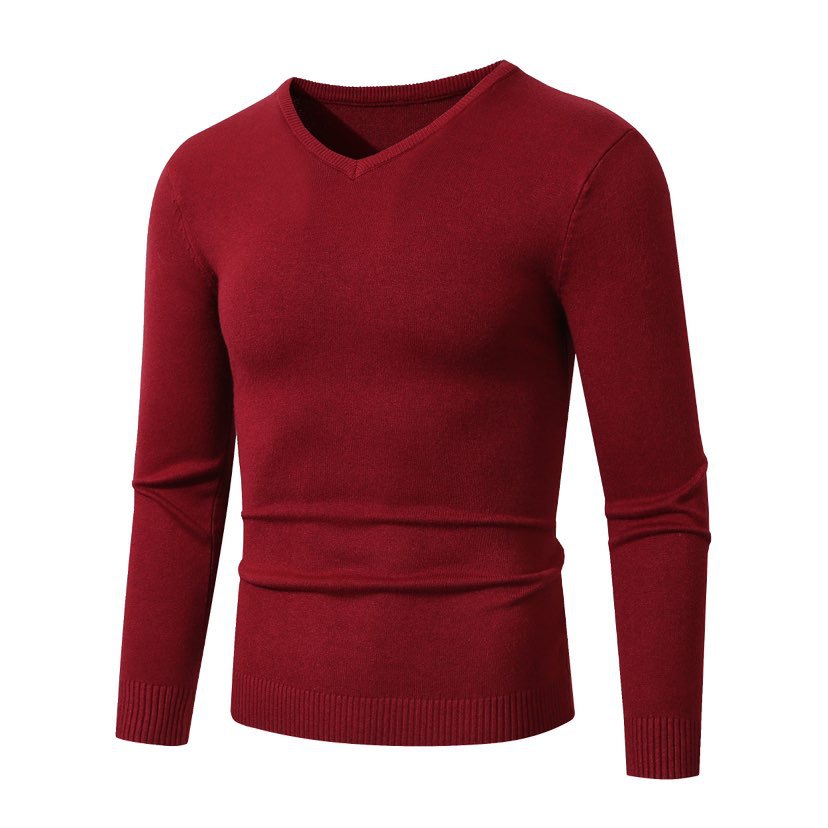 Herren Schmal geschnittener Feinstrick‑V‑Neck-Pullover mit Rippbund und atmungsaktiver Baumwollmischung Drune