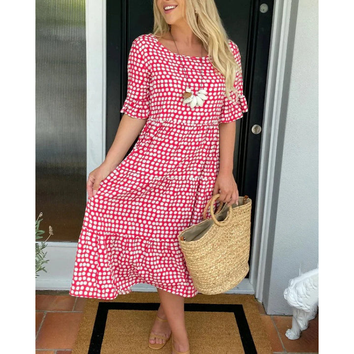 Damen Midi-Kleid im lässigen Boho-Stil mit reißfestem Material und elastischen Ärmeln Drune