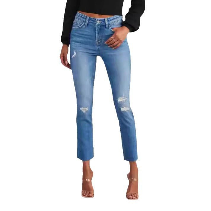 Damen zeitlose Jeans im modernen Schnitt mit cropped Bein Drune
