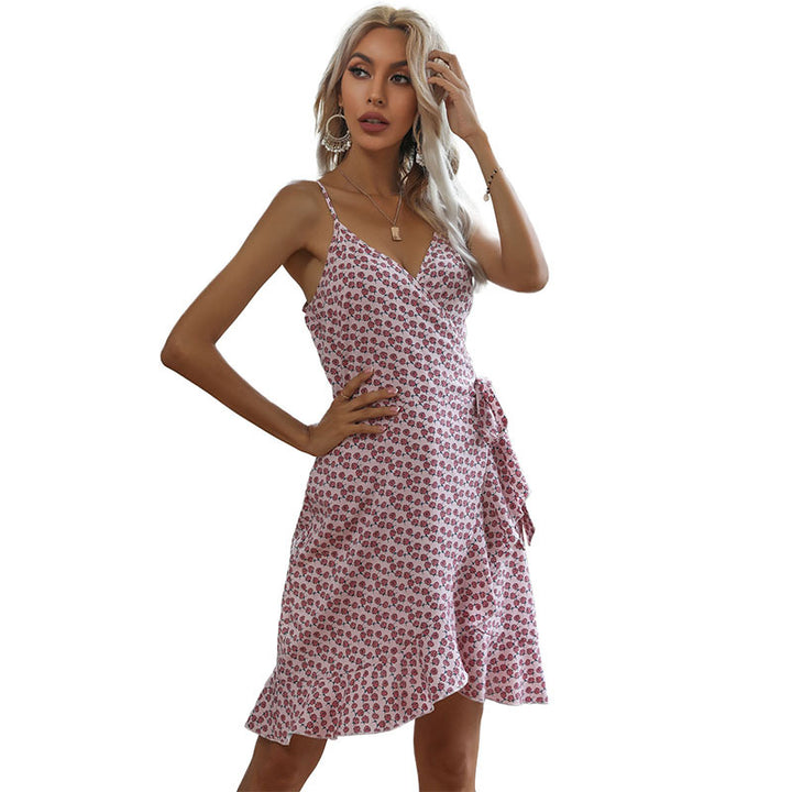 Damen Wickelkleid im floralen Design mit asymmetrischem Saum und Rüschendetails Drune