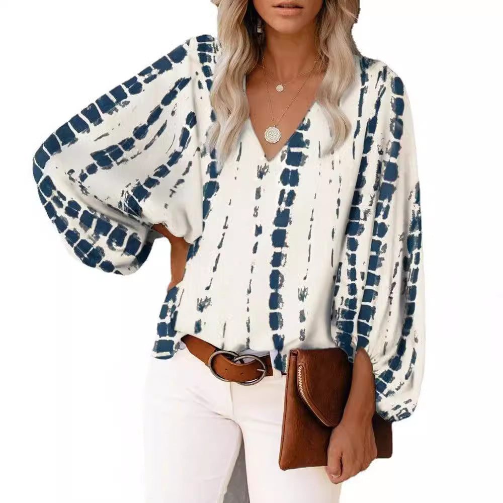 Damen Elegant geschnittene Bluse mit Leopardenmuster und Volantärmeln Drune