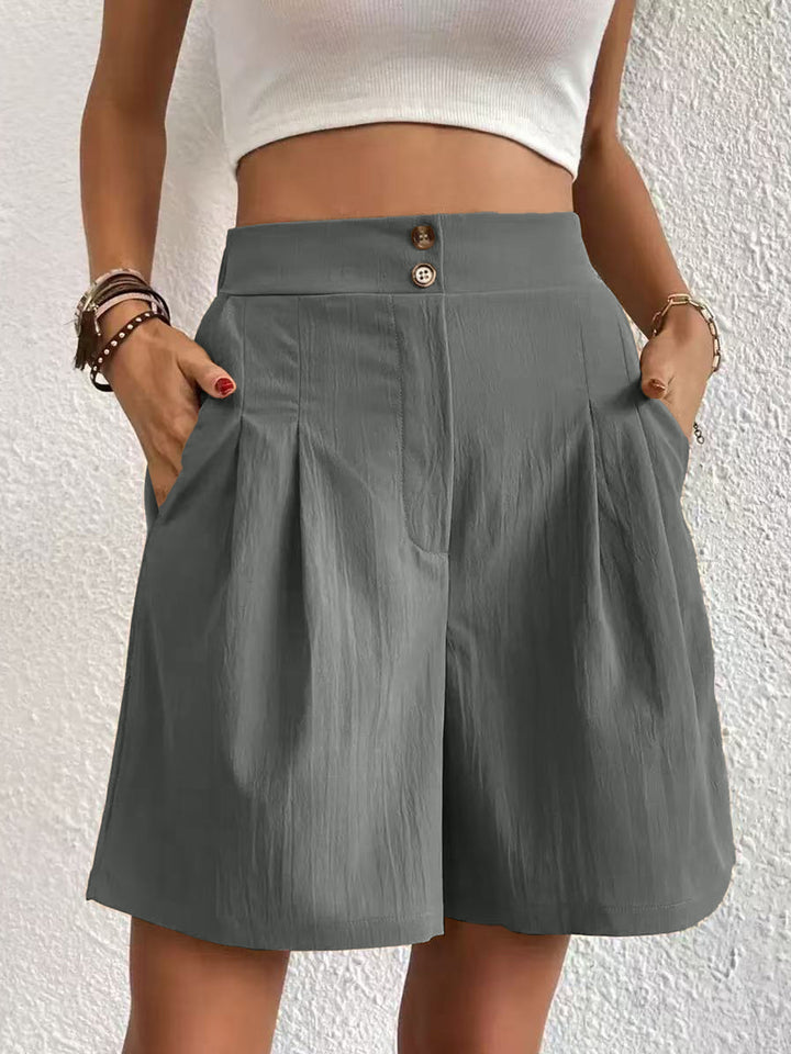 Damen modische weite Shorts mit Bundfalten Drune