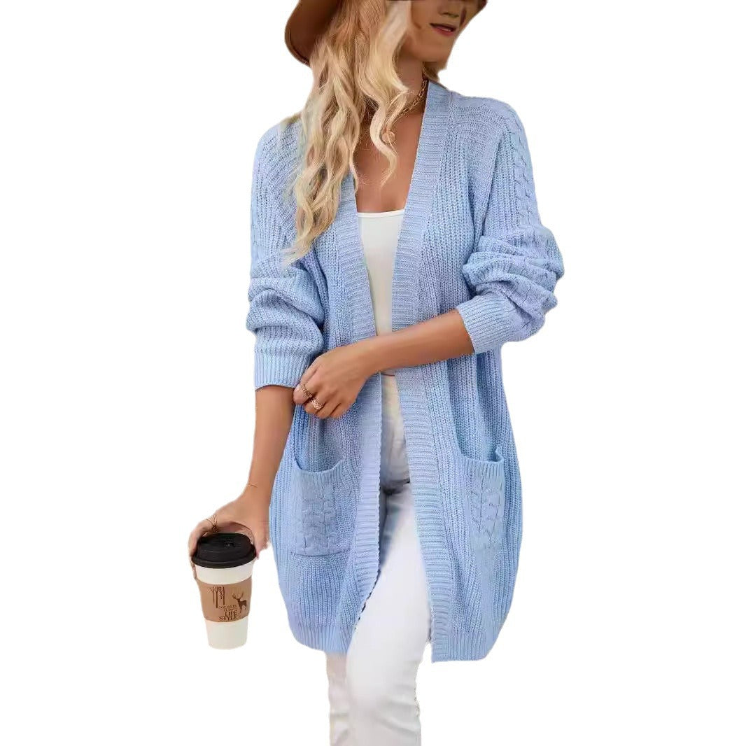 Damen Strickcardigan mit großzügigen Taschen und modernem Zopfmuster Drune
