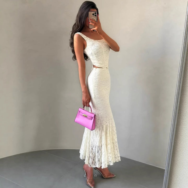 Damen Spitzenkleid im eleganten Maxistil Drune