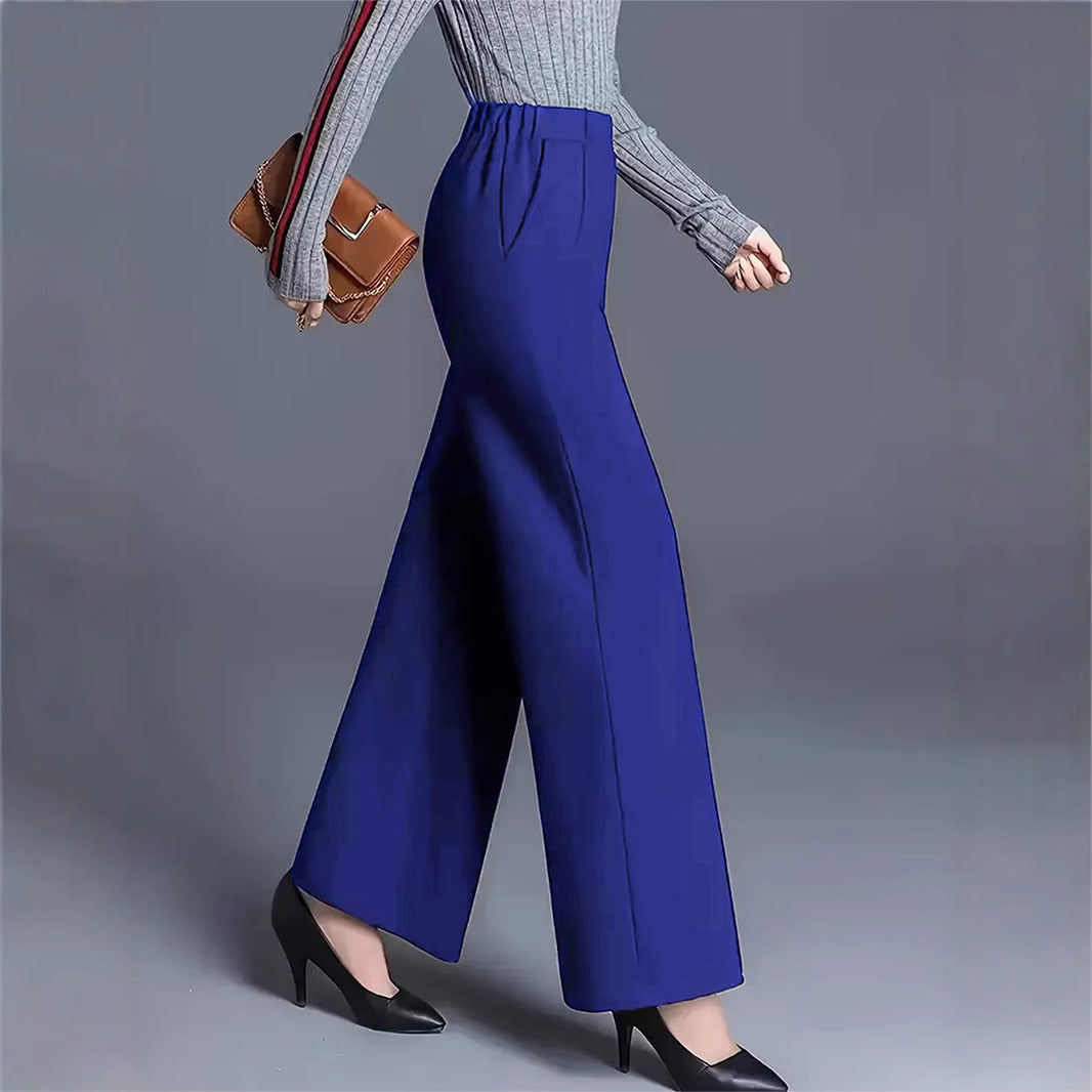 Damen Hochtaillierte Palazzo-Hose mit seitlichen Falten Drune