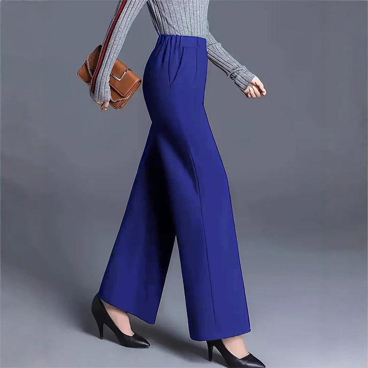 Damen Hochtaillierte Palazzo-Hose mit seitlichen Falten Drune