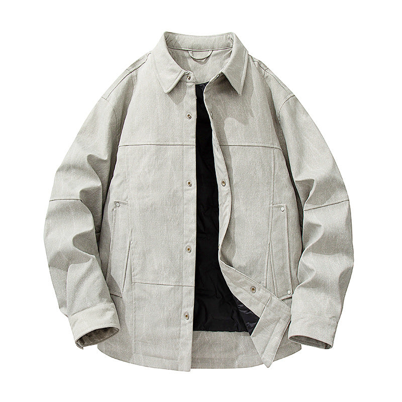 Herren gesteppte, gefütterte Canvas-Utility-Jacke mit Druckknöpfen Drune