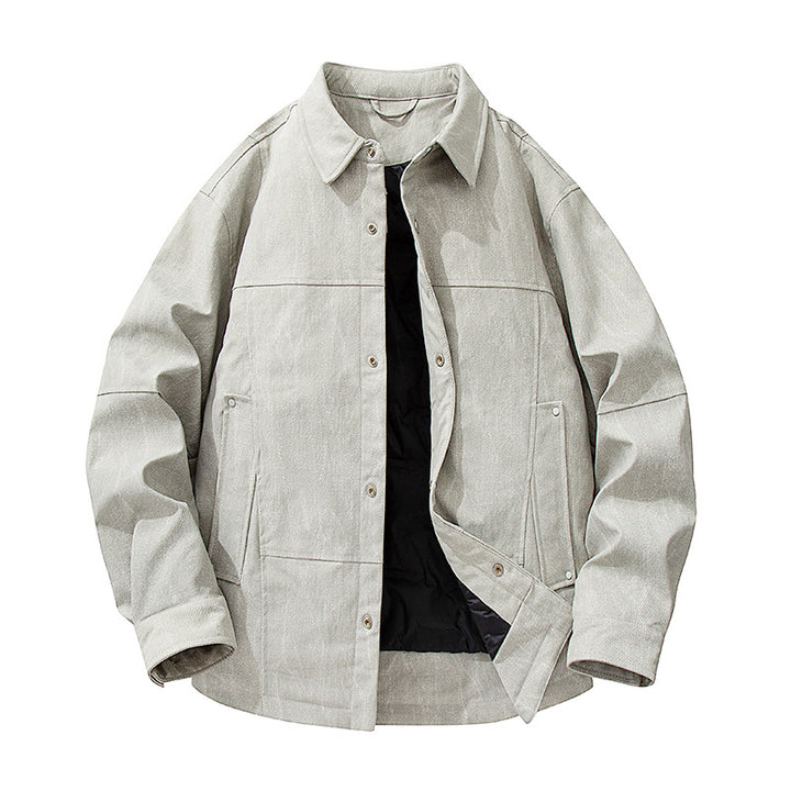 Herren gesteppte, gefütterte Canvas-Utility-Jacke mit Druckknöpfen Drune