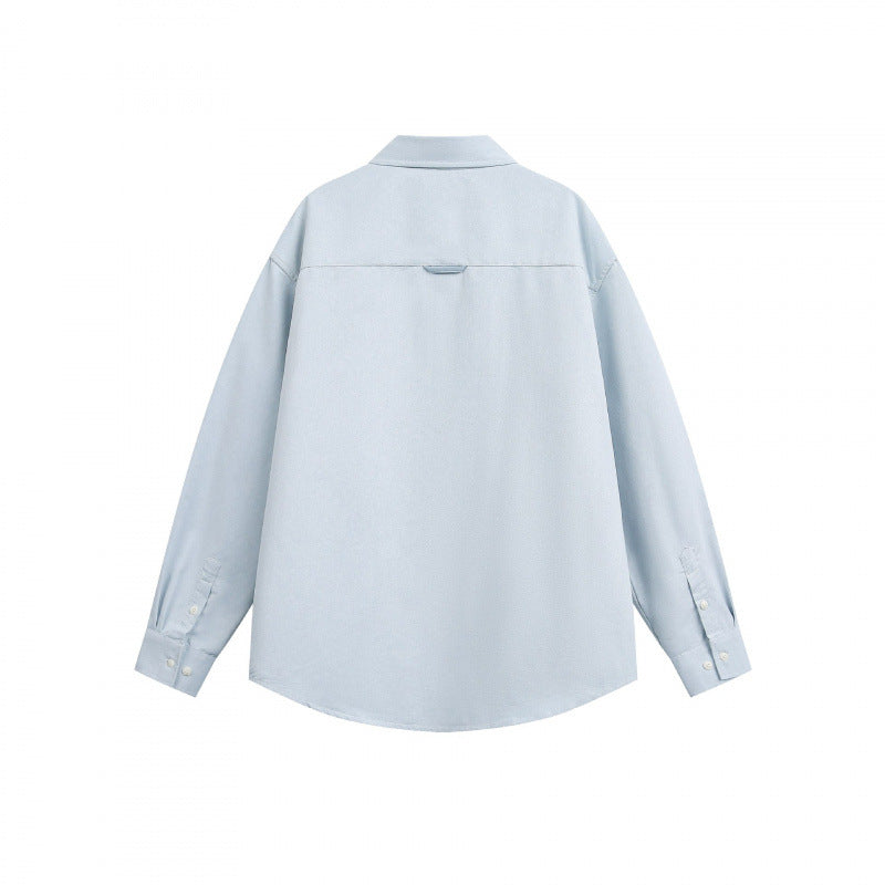 Unisex Oversize-Hemd mit diagonalem Colorblock und Brusttasche Drune