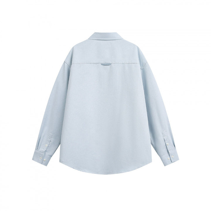 Unisex Oversize-Hemd mit diagonalem Colorblock und Brusttasche Drune