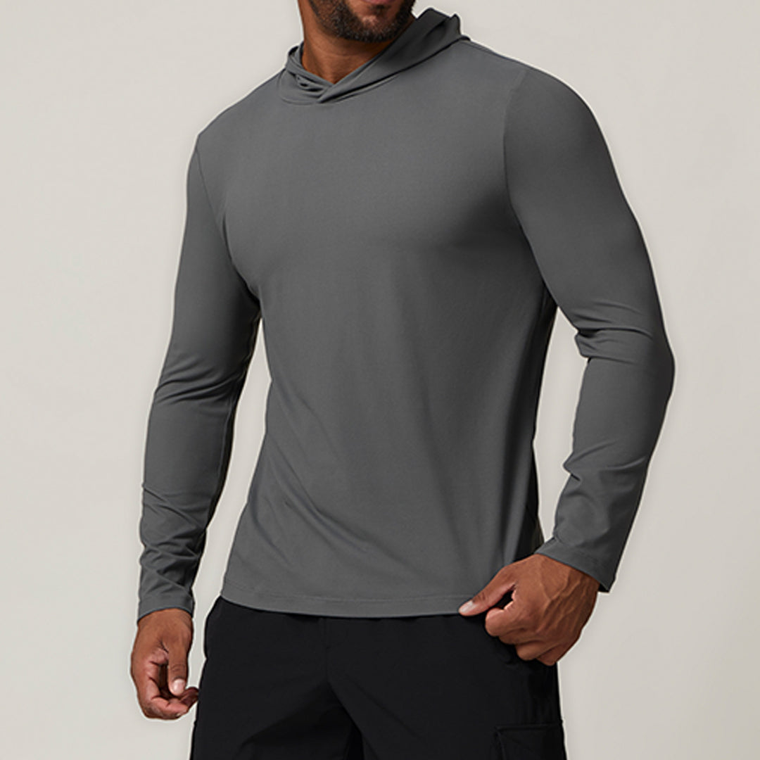 Herren Sportliches Langarm-Hoodie T-Shirt mit feuchtigkeitsableitender Technologie Drune