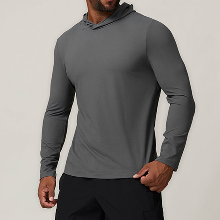 Herren Sportliches Langarm-Hoodie T-Shirt mit feuchtigkeitsableitender Technologie Drune