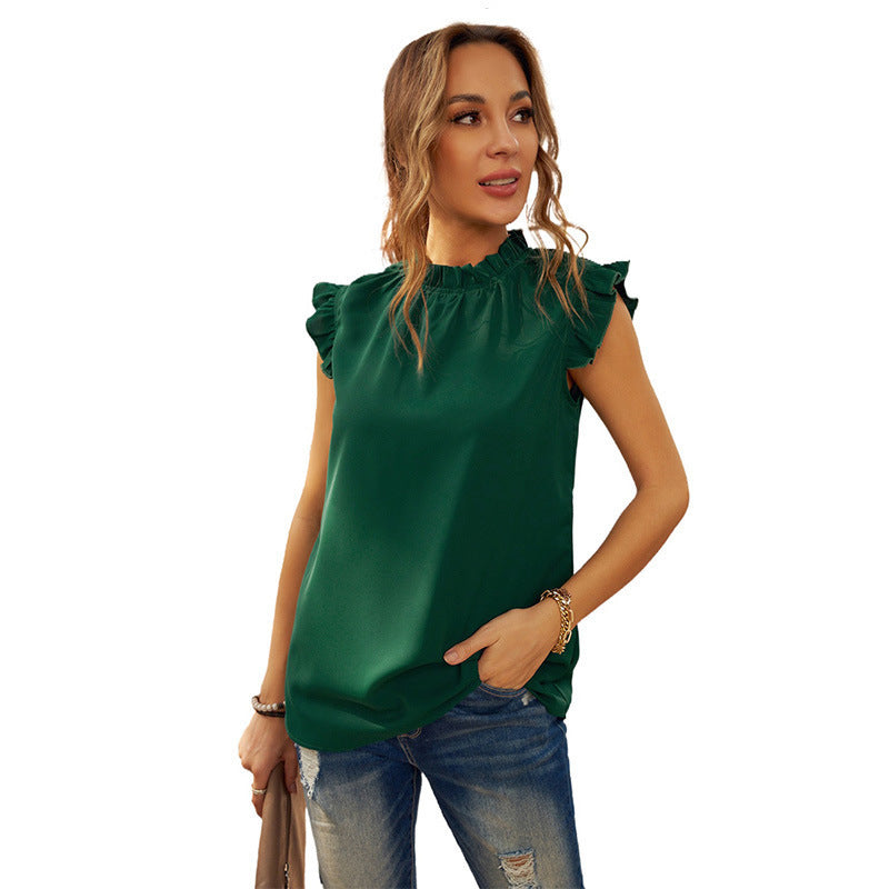 Damen Elegante Bluse mit Rüschendetails Drune