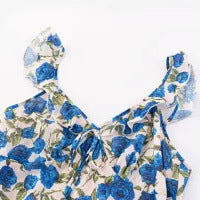 Damen Maxikleid mit floralem Design und verstellbaren Spaghetti-Trägern Drune