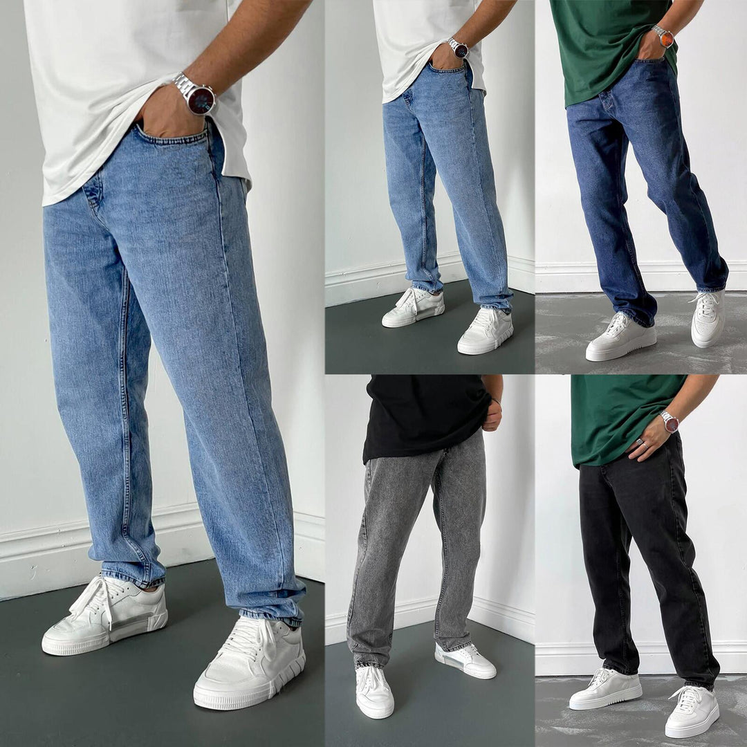 Herren nan lockere Straight-Leg Jeans mit elastischem Bundsaum und entspannter Passform Drune