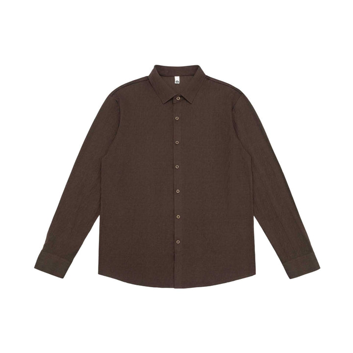 Herren Feines Baumwoll-Twill Hemdjacken‑Style mit Kentkragen und abgerundetem Saum Drune